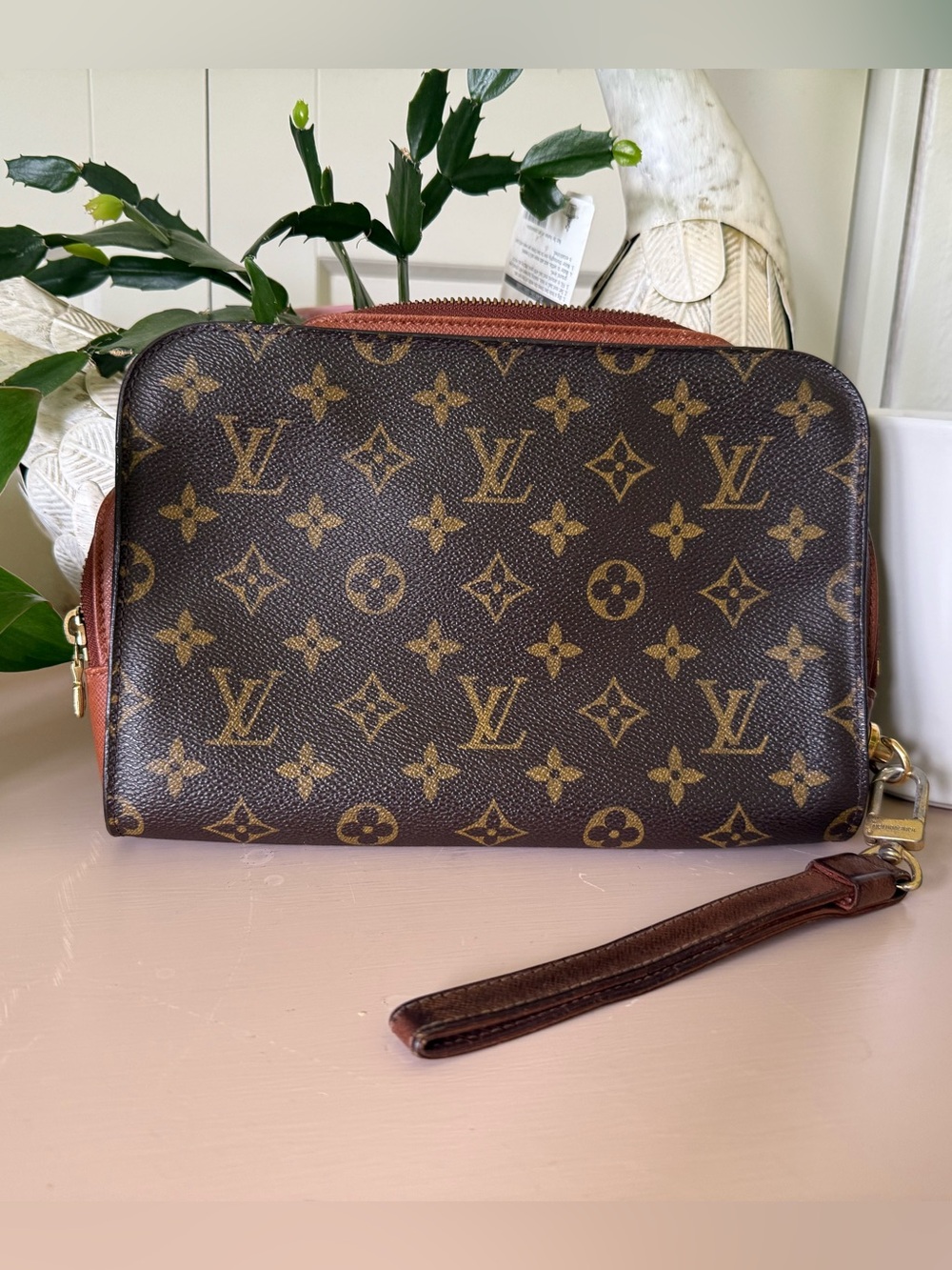 Louis Vuitton Monogram Zip Pouch - Brown with Gold Accents